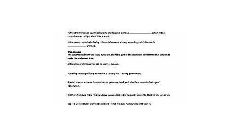 Causes of WWI Worksheet by 2nd Chance Works | TPT