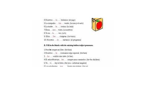 indirect object pronouns spanish practice worksheets