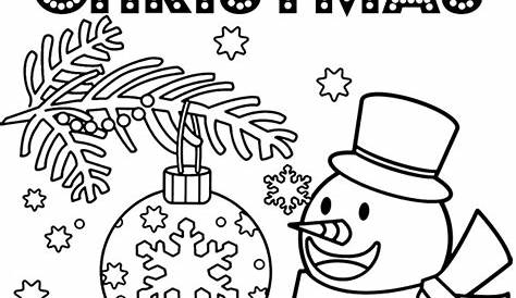 Print Merry Christmas coloring sheet with a snowman