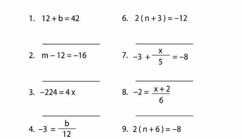 Print the Free Solving Equations Algebra 1 Worksheet - Printable Version