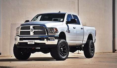 White Dodge Ram 2500 with 6 Inch Lift Kit - Photo by Fuel Offroad | Dodge ram 2500, Dodge ram