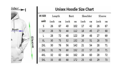 womens hoodie size chart