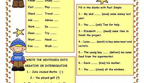 regular past tense verbs worksheets