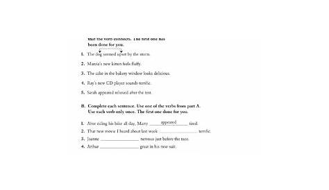 linking verbs 3rd grade worksheet