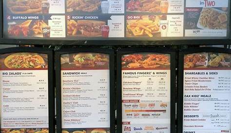 zaxby's menu printable