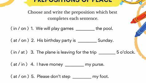 IN, ON, AT: Prepositions of Place Worksheet — The Filipino Homeschooler