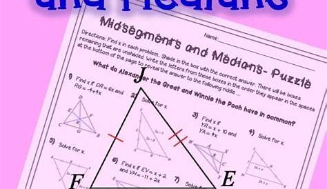 Midsegments and medians of triangles - puzzle worksheet | geometry