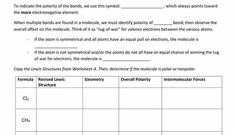 6.5 Practice Worksheet B: Polarity and Intermolecular Forces