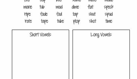 short and long vowel worksheets