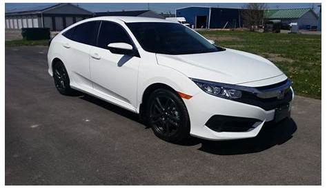 White 2016 Honda Civic with dark window tint and black rims | Honda civic 2016, Black honda