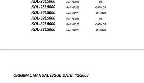 Sony KDL-26L5000, KDL-32L5000 Service Manual Download or View online