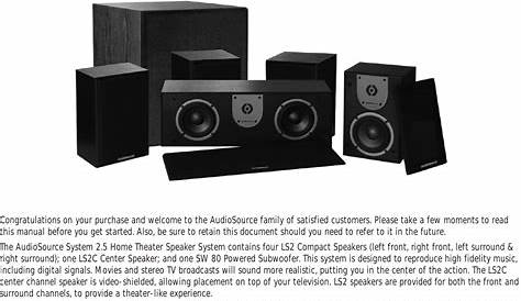 audiosource ls130 speaker system user manual