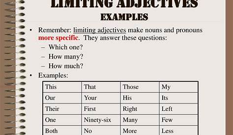 limiting and descriptive adjectives quiz