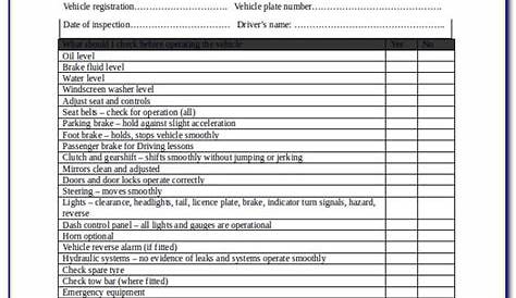 vehicle inspection template pdf