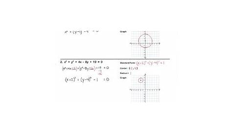 math conic sections worksheet