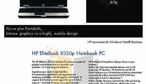 Download free pdf for HP EliteBook 8530p Laptop manual