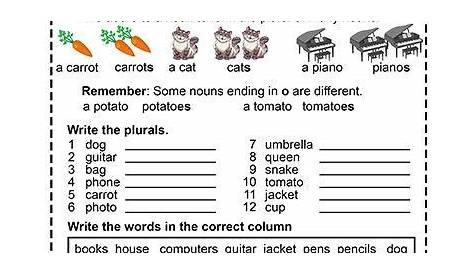 regular plural nouns worksheet