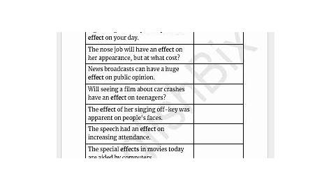 50 Affect Vs Effect Worksheet