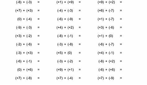 7th Grade Math Integers Worksheets Adding Integers Worksheet