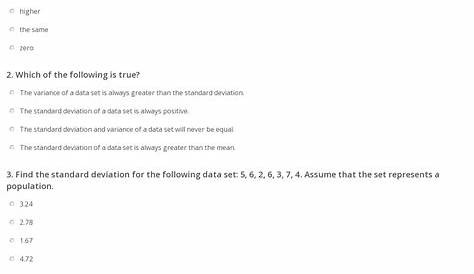 Quiz & Worksheet - Finding Standard Deviation | Study.com