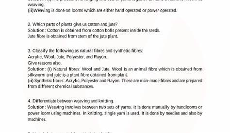 CBSE Class 6 Science Fibre to Fabric Worksheets with Answers - Chapter 3