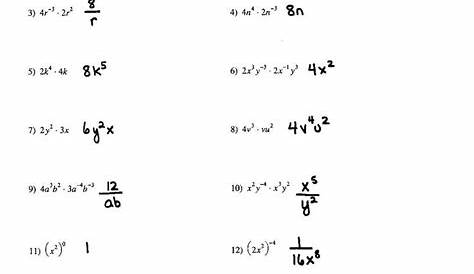 Properties Of Exponents Worksheet Algebra 1