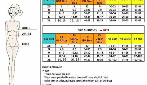 sizing chart for swimsuits