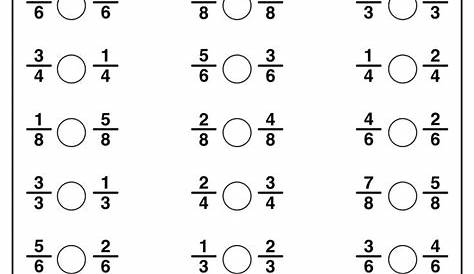 fraction comparison worksheet
