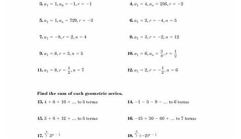 geometric series worksheet