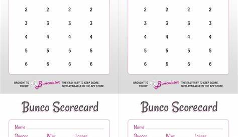 Free Printable Bunco Score Sheets - Free Printable