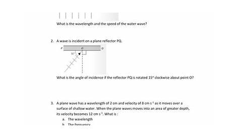 waves refraction worksheet answers