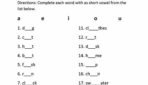Vowel Worksheets | Short and Long Vowel Worksheets