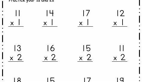 Free Multiplication Worksheet - 1s and 2s - Free4Classrooms