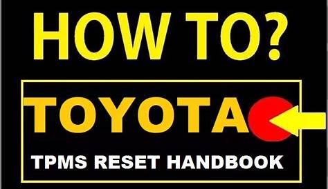 HANDBOOK Toyota TPMS Reset/Relearn Instruction