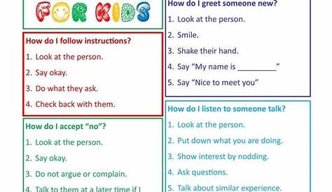 social skills worksheets
