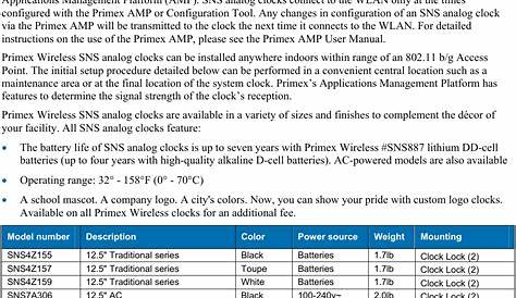 primex clock manual