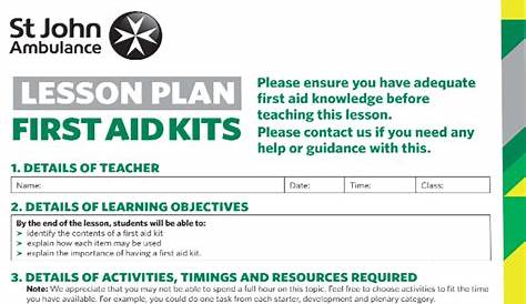 first aid lesson plan grade 9
