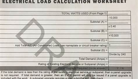 load calculation worksheet