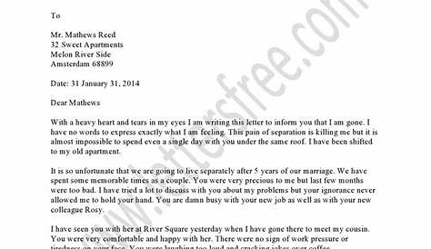 wife sample separation letter from spouse