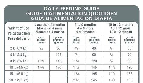 hill's science diet puppy feeding chart