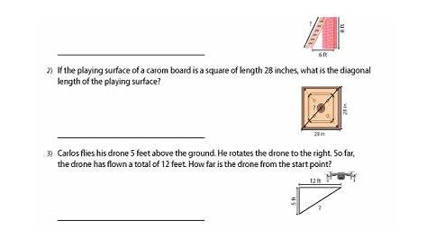 pythagorean theorem word problems matching worksheets answer key