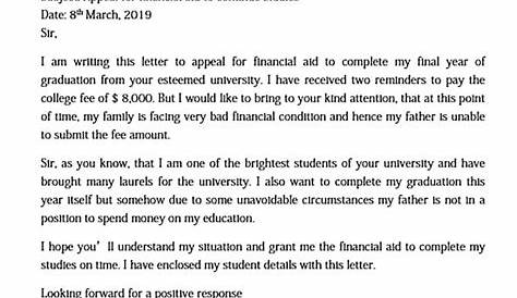 student financial aid appeal letter sample