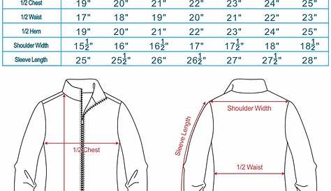 jacket size chart cm