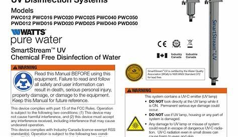 WATTS SMARTSTREAM UV PWC012 INSTALLATION, OPERATION AND MAINTENANCE