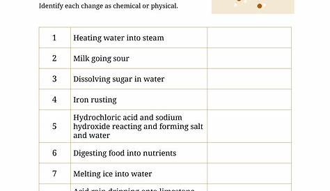 properties and changes of matter worksheets