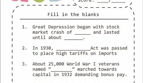 life during the great depression worksheet