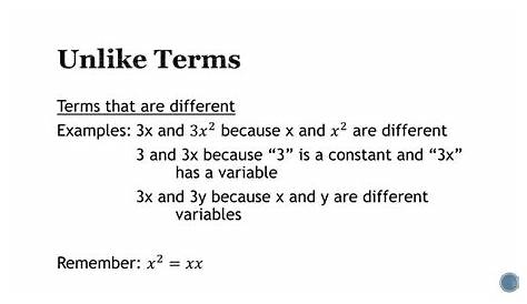 like and unlike terms examples