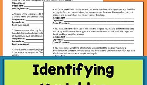 Identifying Variables Worksheet | Dependent and independent variables