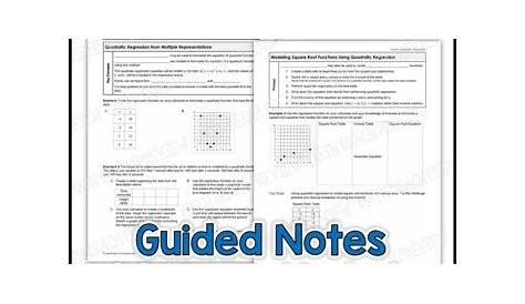 quadratic regression practice worksheets