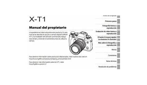 Manual en castellano de la Fuji X-T1, disponible para descarga.